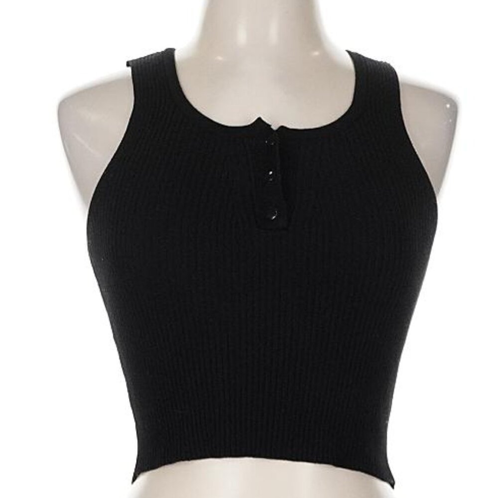 Active USA Black Ribbed Halter Crop Top – Size Small